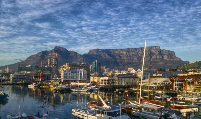 Cape Town waterfront below Table Mountain